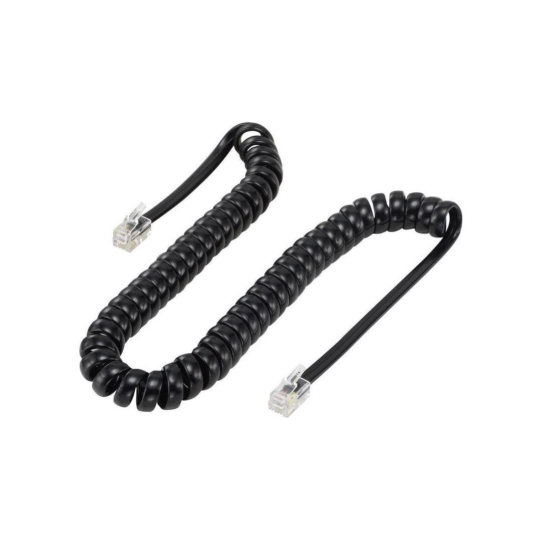 164831609427463-1.jpg POWERTECH CAB-T015 Καλώδιο Τηλεφώνου RJ10 4P4C, Spiral, 5m, Black - Image 1