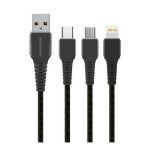ROCKROSE RRCS03 καλώδιο USB σε Micro/Type-C/Lightning Cobra Pro, 1.2m, μαύρο - Image 2